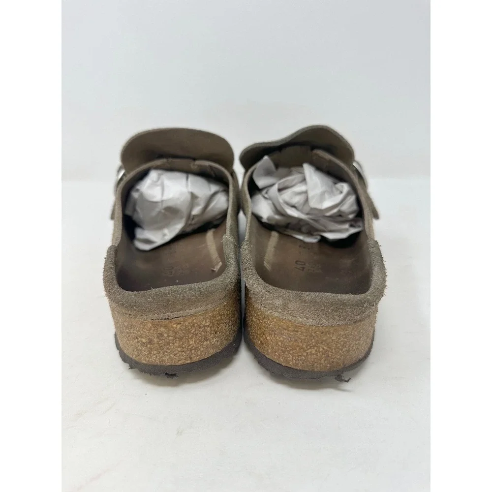Birkenstock Buckley Suede Clog Gray Taupe 40 / Womens US 9-9.5